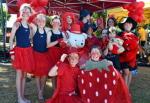 College dress up for swimming