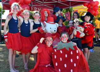 College dress up for swimming